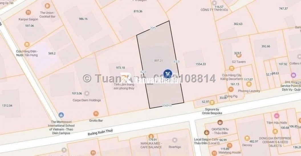 Bán Siêu Phẩm VILLA mặt tiền Xuân Thủy, Thảo Điền, Q.2. DT: 897m2, Sổ Đỏ. Giá: 405 tỷ. LH: 0909108814